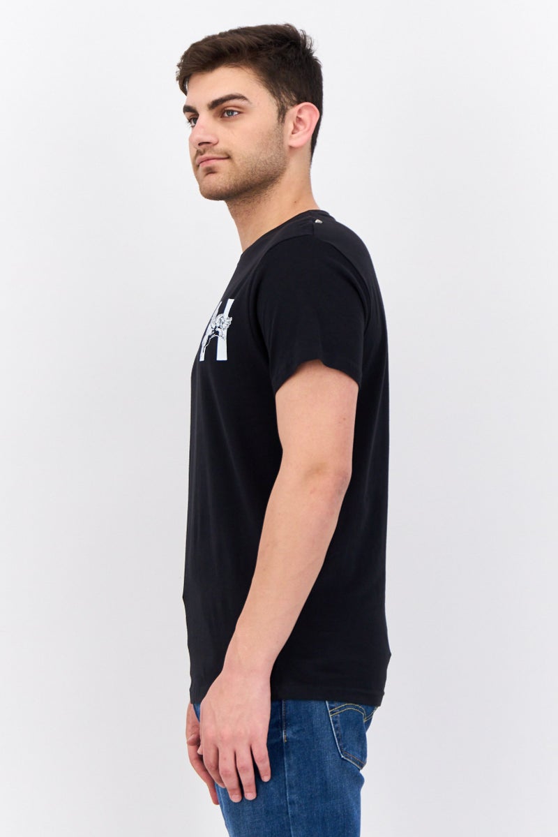 Henleys Men Crew Neck Short Sleeves Brand Logo Kilhen T-Shirt, Black - Image 2