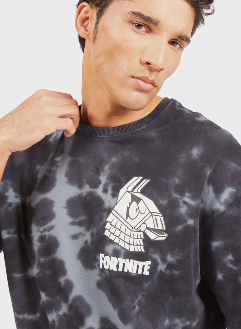 SP Characters Fortnite Tie Dye Crew Neck T-Shirt