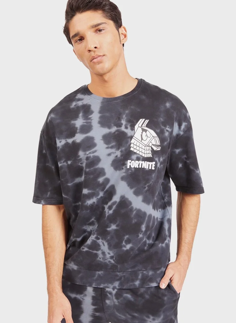 SP Characters Fortnite Tie Dye Crew Neck T-Shirt