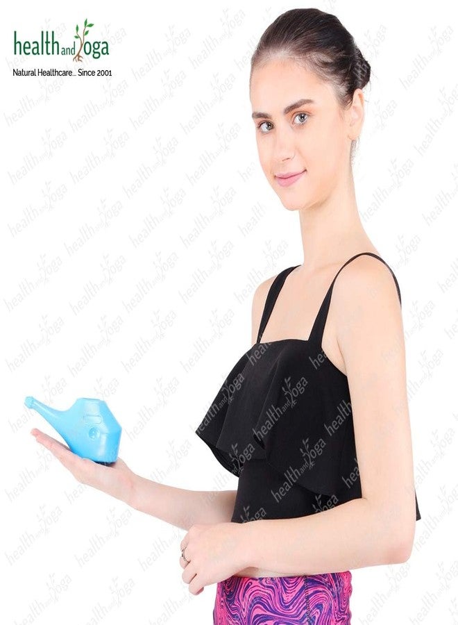 HealthAndYoga® QwikFlo Plastic Neti Pots - (Blue-200 ml, Pack of 2) - HealthAndYoga® Pure Jala Neti Salt Sachets (Pack of 10) - Image 5