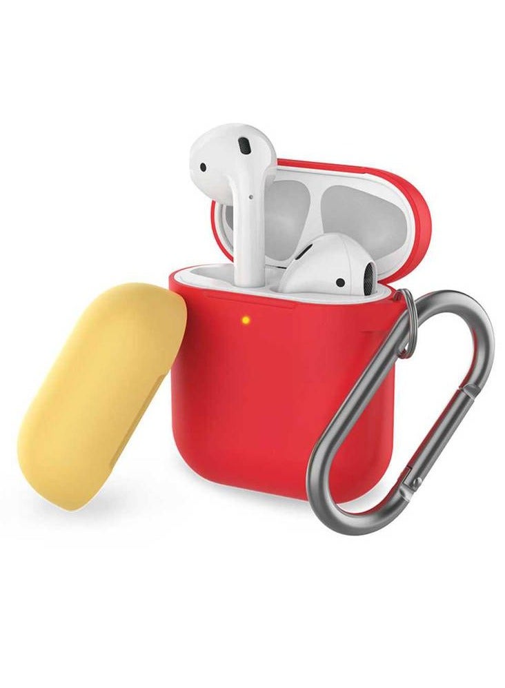Ahastyle Keychain Version Two Toned Silicone Case for Airpods - Red / Yellow - Image 1