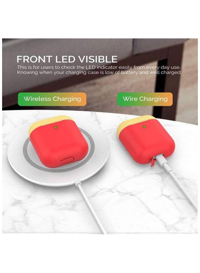 Ahastyle Keychain Version Two Toned Silicone Case for Airpods - Red / Yellow - Image 2
