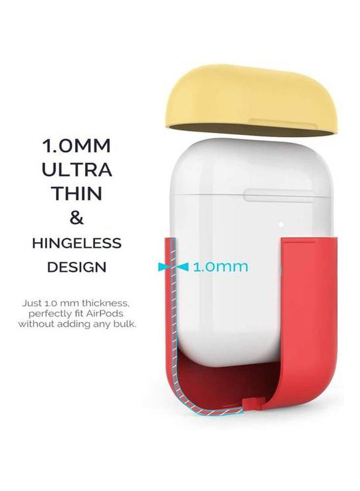 Ahastyle Keychain Version Two Toned Silicone Case for Airpods - Red / Yellow - Image 4