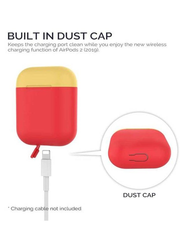 Ahastyle Keychain Version Two Toned Silicone Case for Airpods - Red / Yellow - Image 5