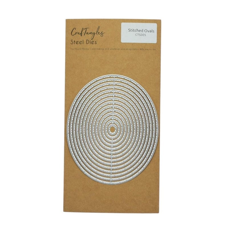 CrafTangles Steel Dies - Stitched Ovals (Set of 14 Dies) - Image 1