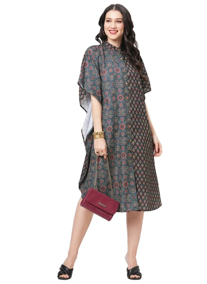 #بي Twin Print Rounded Kaftan