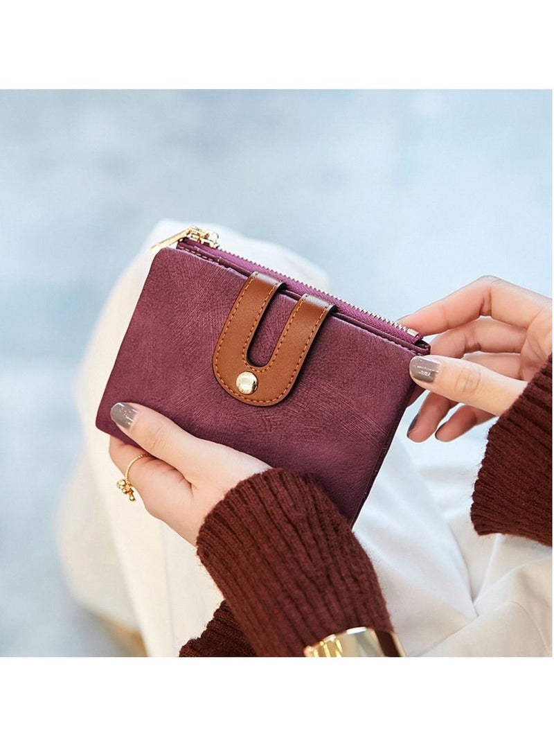 Y&D Wallet, Women's Rfid Small Bifold Leather Wallet Ladies Mini Zipper Coin Purse id card Pocket, Slim Compact Thin (Purple)  - Image 3