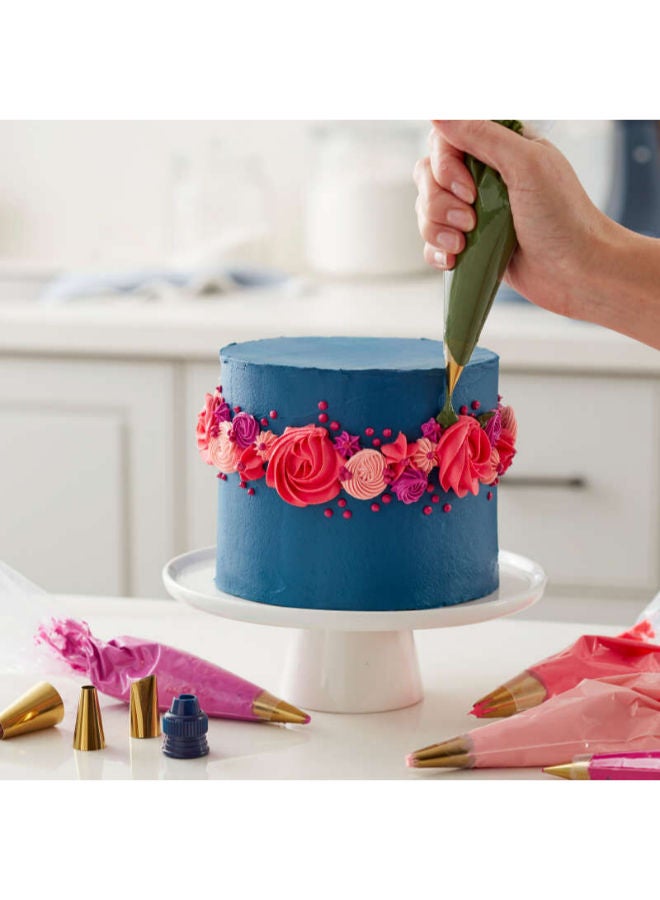 Wilton مجموعة من 17 قطعة من أطراف الأنابيب ولوازم تزيين الكيك باللون الأزرق الداكن والذهبي - Image 5