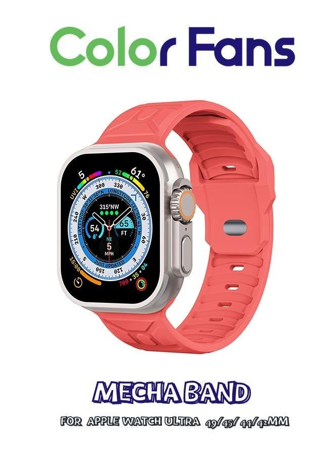 Soft Silicone Sport Band for Apple Watch Ultra (49mm, 45mm, 44mm, 42mm) - Guava Red - Replacement Strap for iWatch Series 8, 7, SE, 6, 5, 4, 3, 2, 1 - For Men and Women