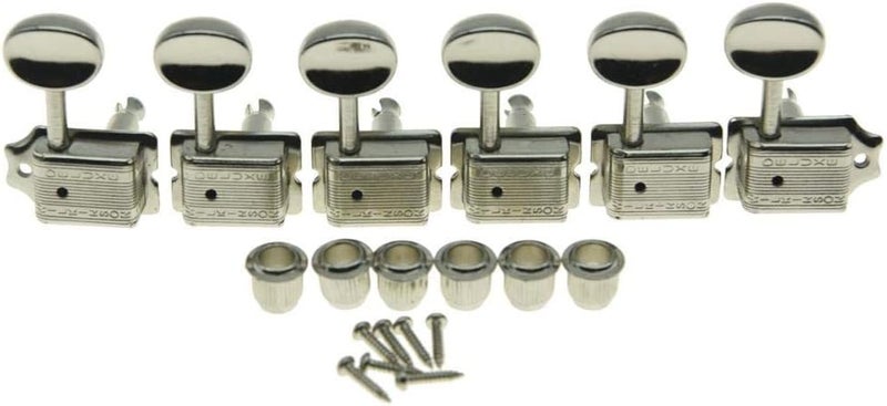 WILKINSON Deluxe 6 Inline Vintage Guitar Tuners with Split Post Guitar Tuning Keys Peg Machine Heads for Strat/Tele Guitars Nickel - Image 1
