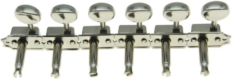 WILKINSON Deluxe 6 Inline Vintage Guitar Tuners with Split Post Guitar Tuning Keys Peg Machine Heads for Strat/Tele Guitars Nickel - Image 3