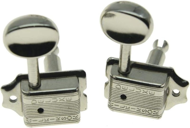 WILKINSON Deluxe 6 Inline Vintage Guitar Tuners with Split Post Guitar Tuning Keys Peg Machine Heads for Strat/Tele Guitars Nickel - Image 4