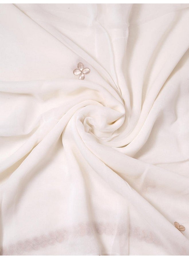 ADA - Ada Hand Embroidered Lucknowi Chikan Viscose Georgette Dupatta for Women & Girls A511171 White - Image 1
