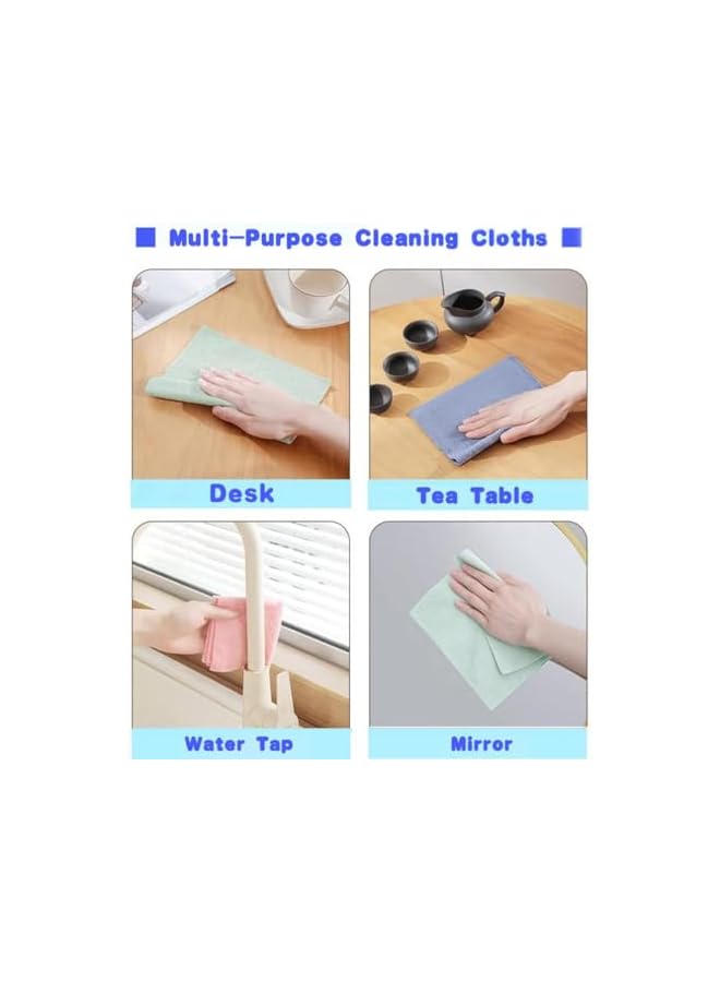 PROMASS مناديل ميكروفايبر قابلة للتصرف 20 ورقة مع صندوق توزيع، قماش تنظيف أزرق قابل لإعادة الاستخدام للمطبخ والمنزل ومسحات السيارات - Image 2