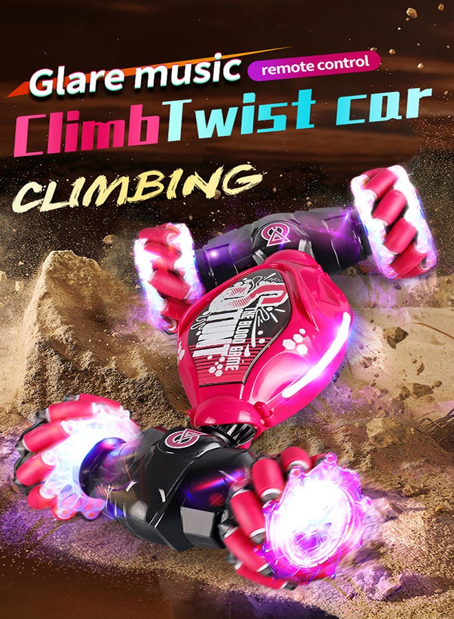 AROAQ Sky Blue Remote Control Stunt Car 4WD Stunt Gesture Induction Twisting Off Road Deformed Vehicle Cool Light Music Drift Traverse Remote Control and Watch Dancing Side Driving Toy  - Image 2
