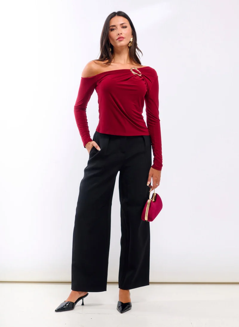 نيدز نو ليبل Burgundy Jersey Hardware Top