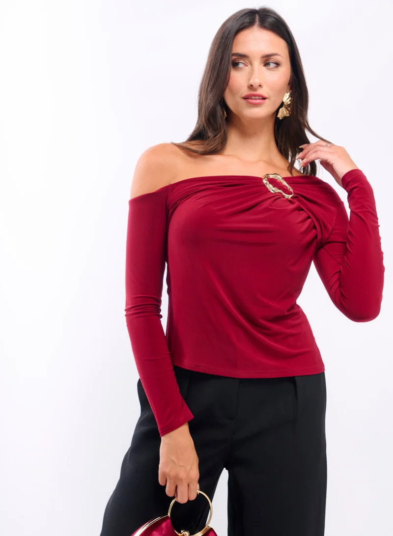 Burgundy Jersey Hardware Top