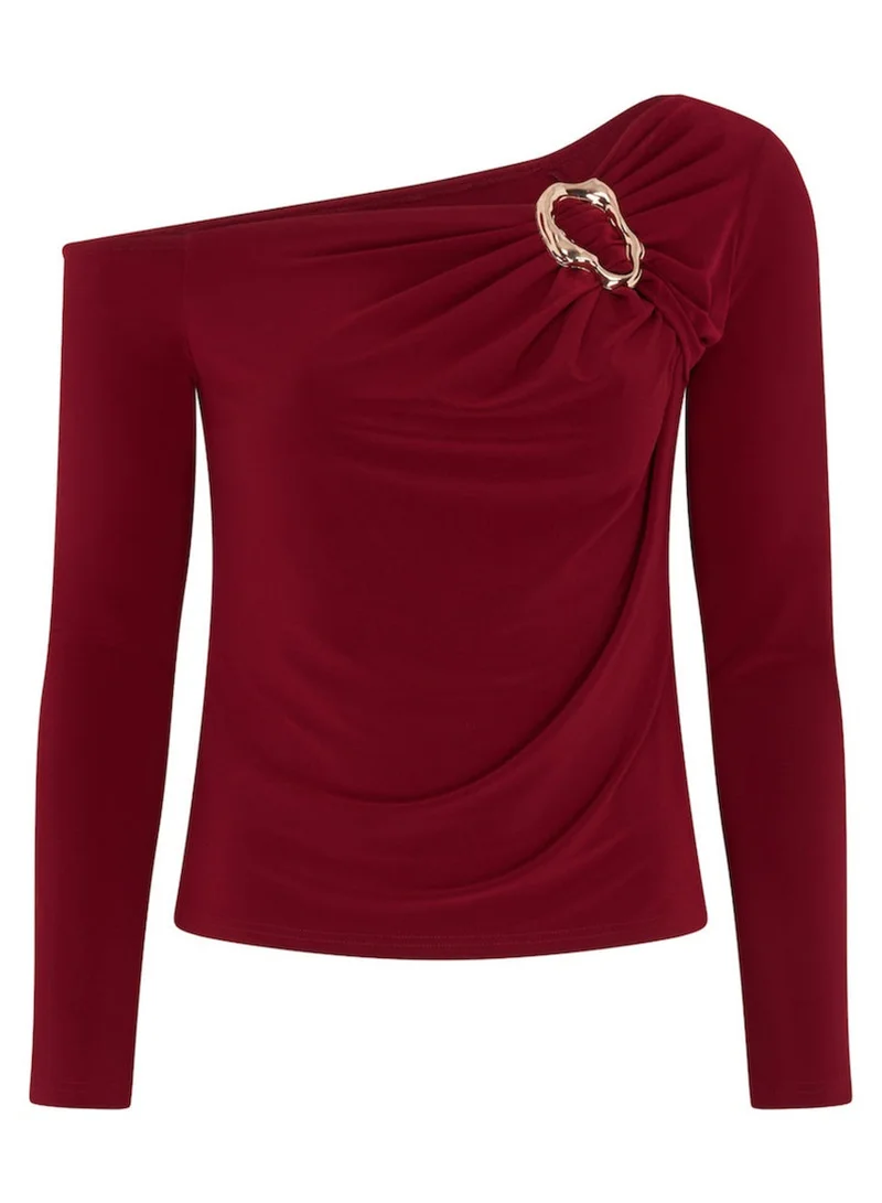 Needs No Label  Burgundy Jersey Hardware Top for Women | Best Price UAE