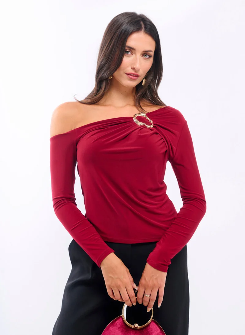 Needs No Label  Burgundy Jersey Hardware Top for Women | Best Price UAE