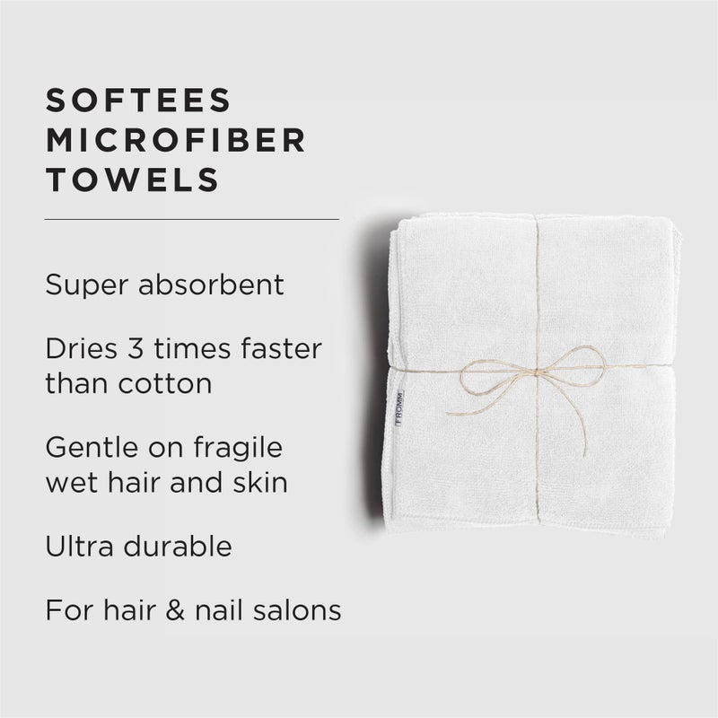 Fromm Softees Microfiber Hair Towels, Absorbent Salon Hair Towels for Hairstylists, Barbers, Spa & Gym, Fast-Drying, Ultra-Soft, Lint-Free, Multi-Purpose Towels, 16" x 29"- 10-Pack - White - Image 2