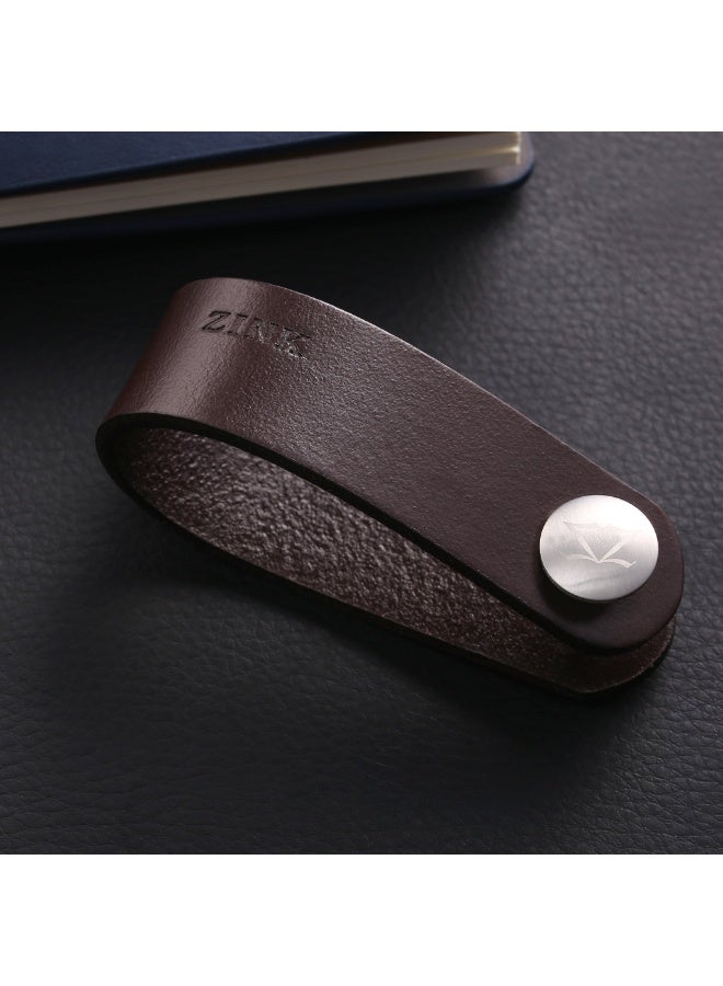 زنك ميدالية مفاتيح رجالية من ZINK باللون البني من الجلد والفولاذ المقاوم للصدأ | ZJKC007BR - Image 3