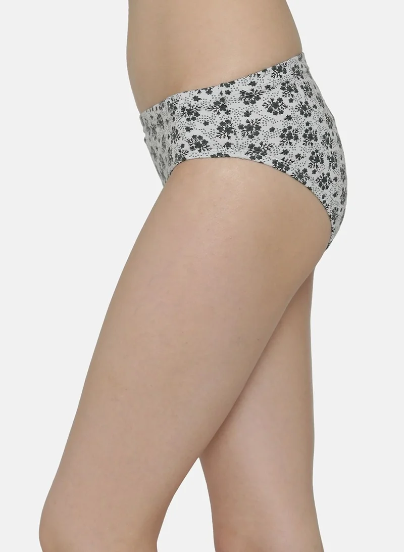 Clovia  Clovia Pack of 3 Mid Waist Floral Print Hipster Panties with Inner Elastic - Cotton  | Best Price UAE