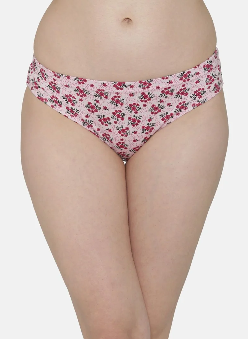 كلوفيا Clovia Pack of 3 Mid Waist Floral Print Hipster Panties with Inner Elastic - Cotton