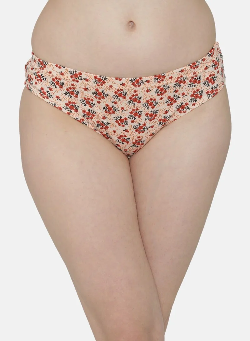 Clovia  Clovia Pack of 3 Mid Waist Floral Print Hipster Panties with Inner Elastic - Cotton  | Best Price UAE