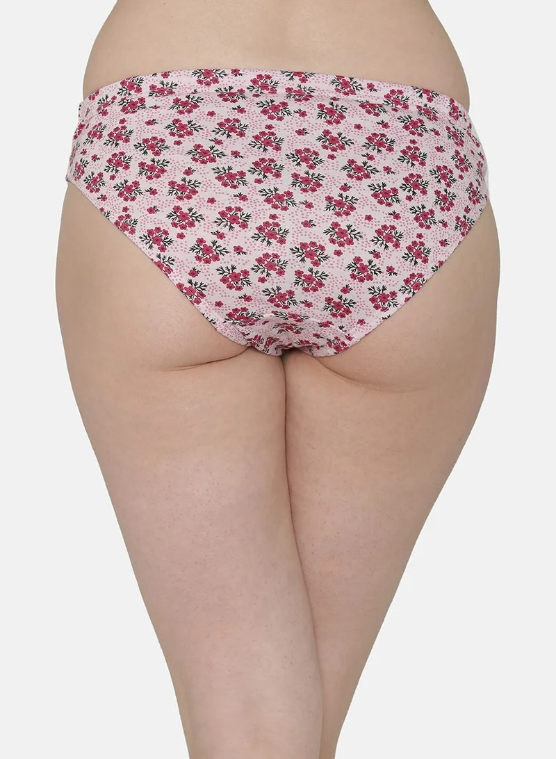 Clovia  Clovia Pack of 3 Mid Waist Floral Print Hipster Panties with Inner Elastic - Cotton  | Best Price UAE