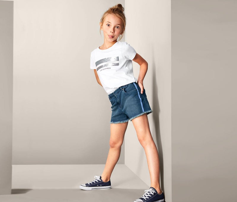 Tchibo Kids Girls Denim Shorts, Blue  - Image 1