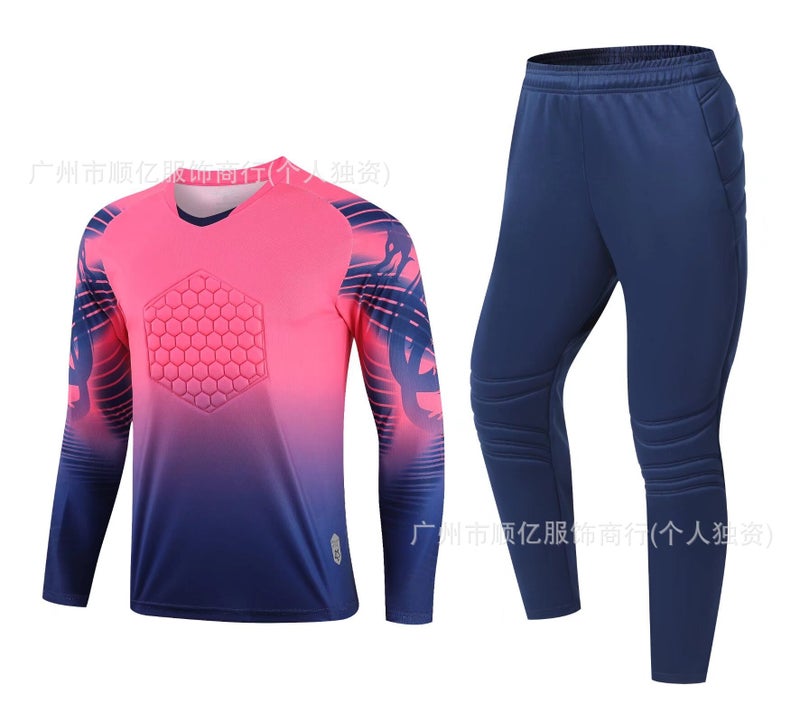 Generic Long-sleeved goalkeepers uniform suit childrens goalkeepers uniform adultss uniform student goalkeepers sportswear 8856 rose red 