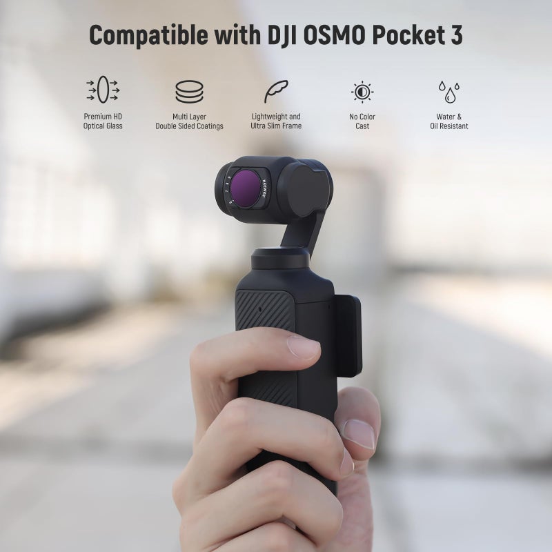 Neewer NEEWER Magnetic Variable ND&UV&CPL Filter Set Compatible with DJI OSMO Pocket 3 Creator Combo Accessories, Action Camera 4 Pack UV CPL ND2-32(1-5 Stop) ND64-512(6-9 Stop) Neutral Density Filters  - Image 2