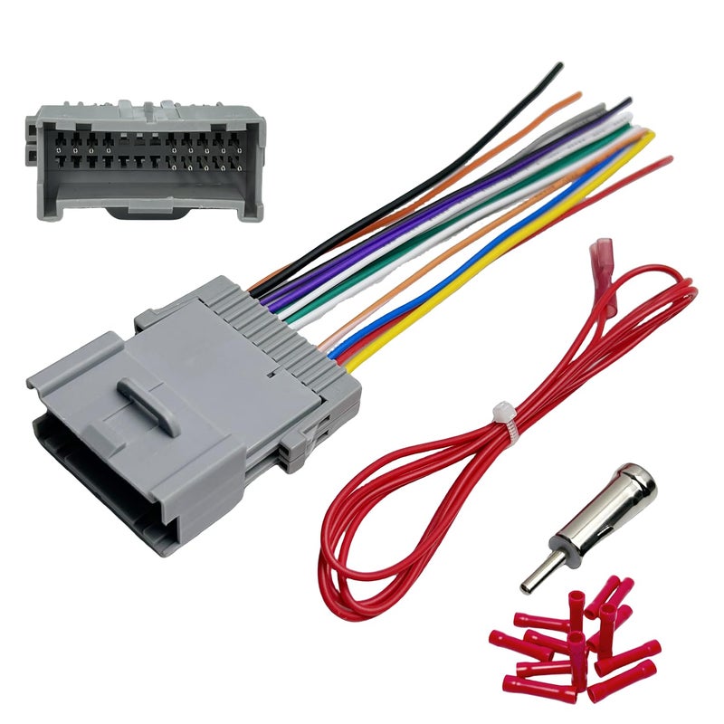 WildTundra Radio Wiring Harness for Chevy 2003-2012 GMC 2002-2012 Buick 2004-2009 24Pin Car Stereo Harness Adapter with Antenna Car Radio Stereo Harness Install Kit for Colorado Envoy Terraza Hummer Impala - Image 1