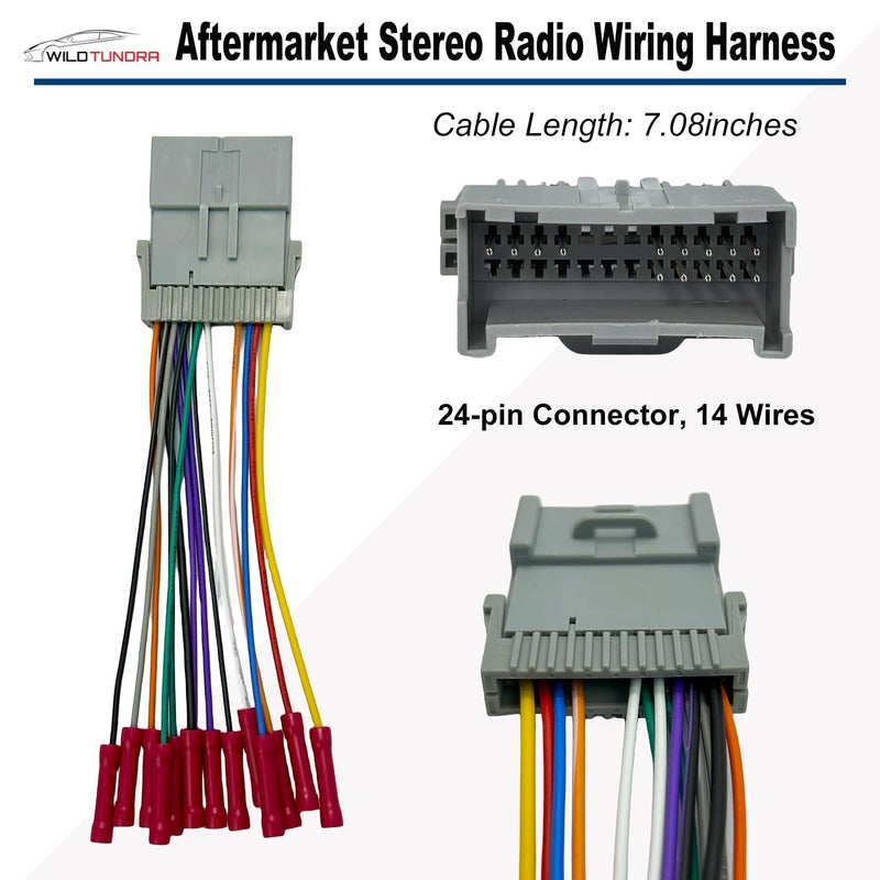 WildTundra Radio Wiring Harness for Chevy 2003-2012 GMC 2002-2012 Buick 2004-2009 24Pin Car Stereo Harness Adapter with Antenna Car Radio Stereo Harness Install Kit for Colorado Envoy Terraza Hummer Impala - Image 2