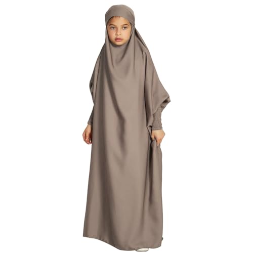 ODIZLI Ramadan Muslim Dress For Kids Girls Abayas Arabic Dress For Girl Muslim Prayer Robes Long Sleeve Hijab Dress Floor Length Kaftan Jilbab Arabian Islamic Muslim Girls Eid Dresses Gray Kids 67 Years - Image 1