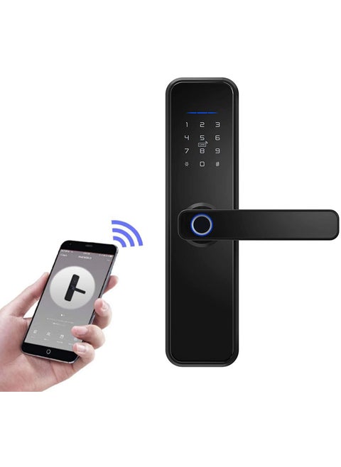 Honexa Smart Door Lock with 5Way Unlocking Fingerprint Pincode Mobile App Mechanical Key OTP Access Stainless Steel Mortise with 5 Bolts Trust of Hero Group Silver