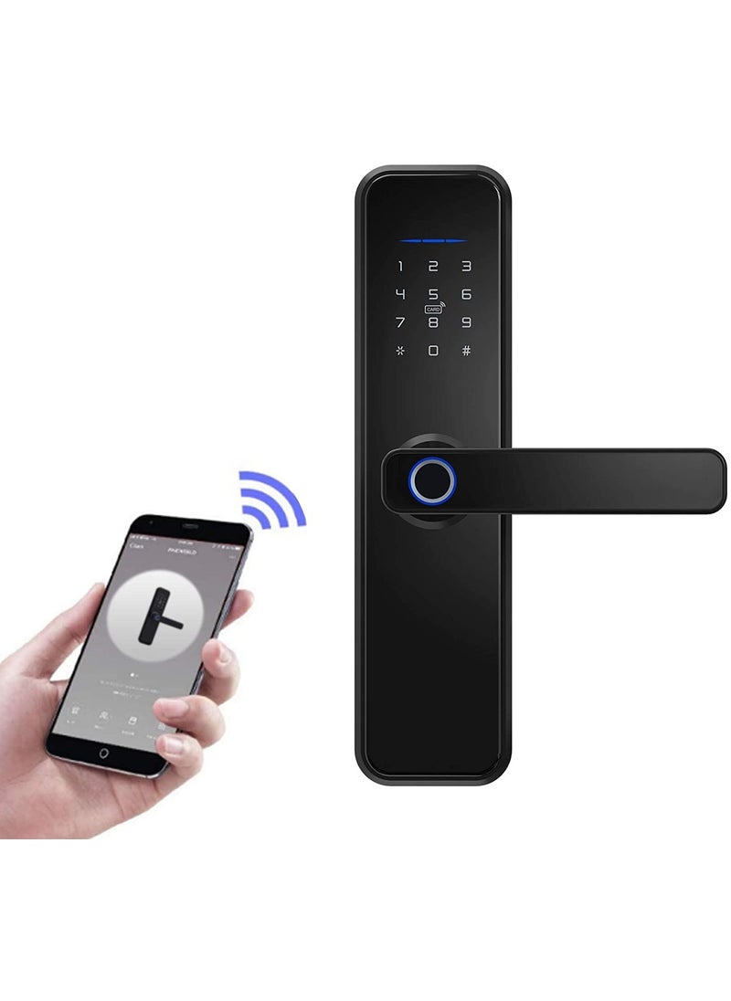 Honexa Smart Door Lock with 5Way Unlocking Fingerprint Pincode Mobile App Mechanical Key OTP Access Stainless Steel Mortise with 5 Bolts Trust of Hero Group Silver