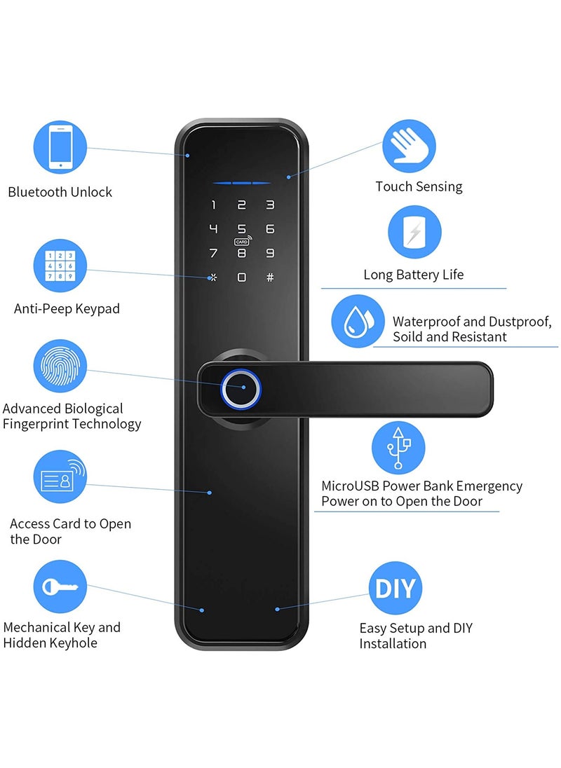 Honexa Smart Door Lock with 5Way Unlocking Fingerprint Pincode Mobile App Mechanical Key OTP Access Stainless Steel Mortise with 5 Bolts Trust of Hero Group Silver