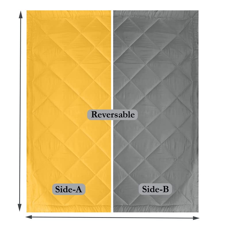 CHICERY Microfiber Reversible Solid Extra Comfort & Soft Comforter||Blanket Double Bed 250 GSM Ultra Soft Comforter for Winter-Yellow Grey-Pack of 1 - Image 5