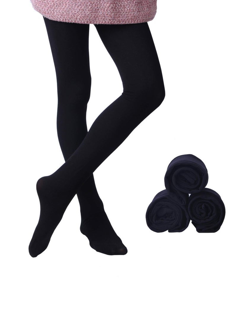 EVERSWE 3 Pairs Pack Girls Microfiber Tights (Black, 8-10) - Image 5