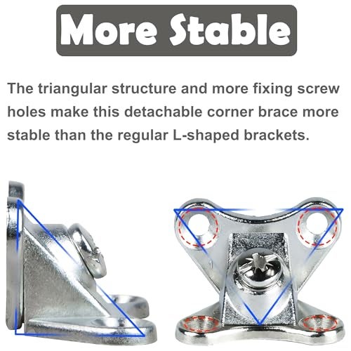 Livzing Zinc Alloy Removable Corner Brace Bracket-Butterfly Shaped Braces for Wooden Furniture-Support Joints for Assembly-Corner Connectors for Tables and Chairs-Detachable Angle Brackets (10 Pieces) - Image 4