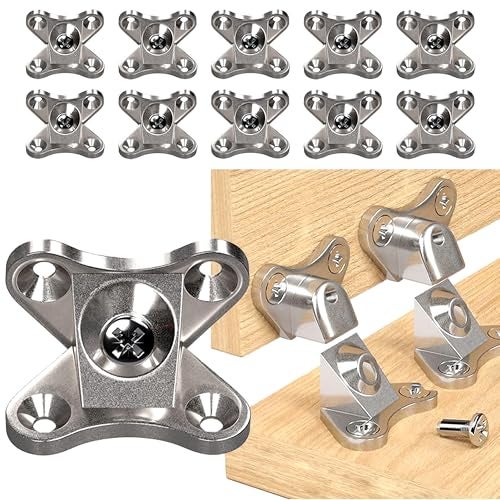 Livzing Zinc Alloy Removable Corner Brace Bracket-Butterfly Shaped Braces for Wooden Furniture-Support Joints for Assembly-Corner Connectors for Tables and Chairs-Detachable Angle Brackets (10 Pieces) - Image 1