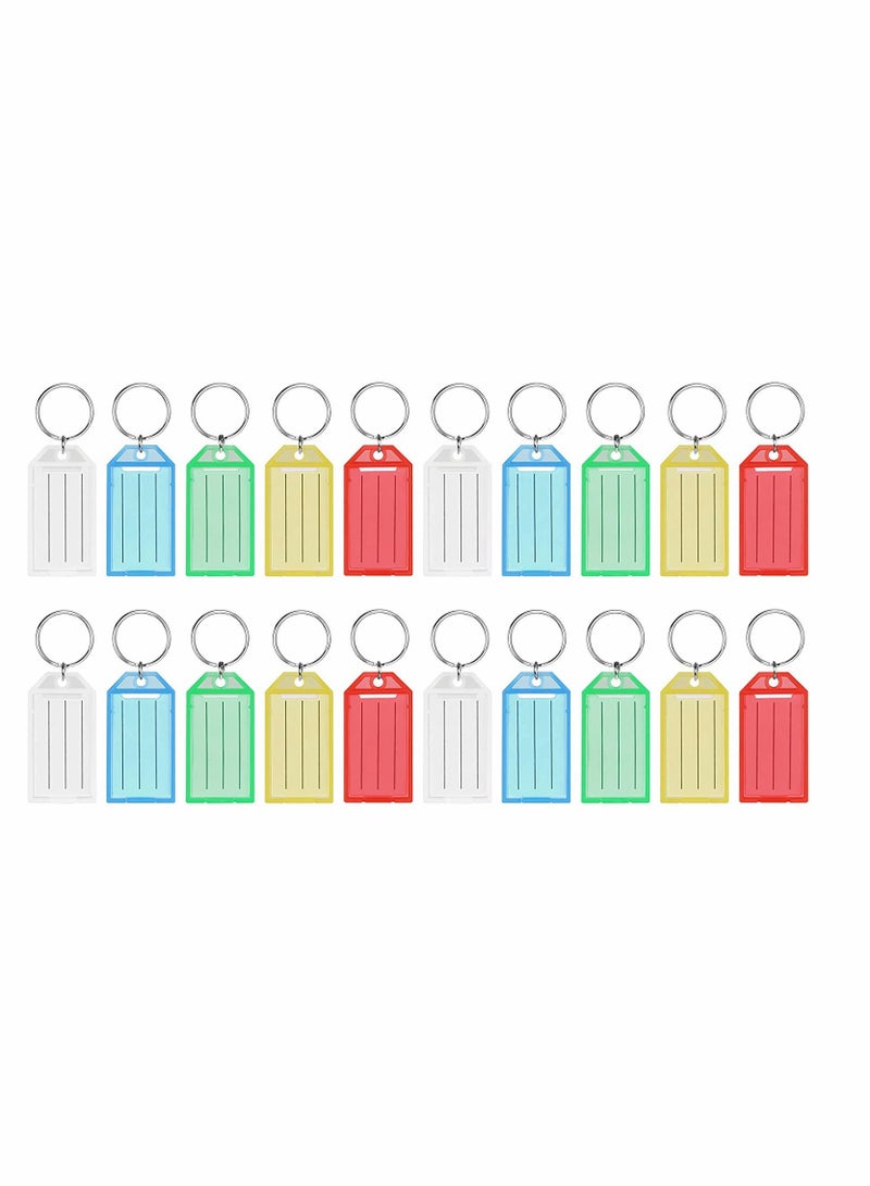 20 Pack Plastic Keychain Labels with Split Rings - Ideal for Pet ID, Luggage Tags, Home & Office Organization - Image 1