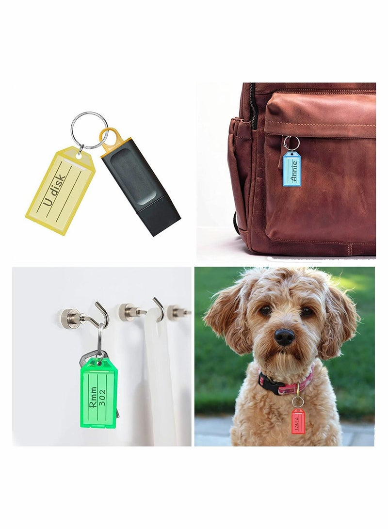20 Pack Plastic Keychain Labels with Split Rings - Ideal for Pet ID, Luggage Tags, Home & Office Organization - Image 3