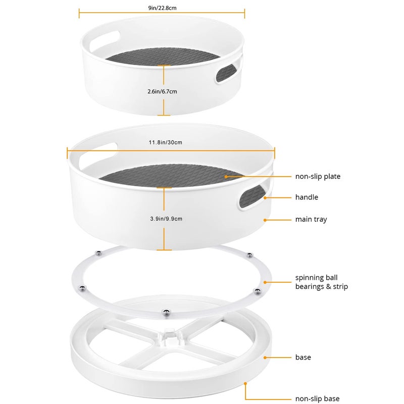 Semlos 360Â° Rotating Lazy Susan Organizers, 2 Packs 9" and 12" Turntable Spice Rack Organisers for Kitchen Organization and Storage, Non-Slip Under Sink Organizer for Bathroom Pantry Cupboard - Image 5