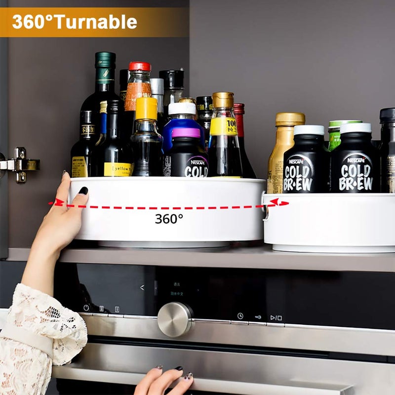 Semlos 360Â° Rotating Lazy Susan Organizers, 2 Packs 9" and 12" Turntable Spice Rack Organisers for Kitchen Organization and Storage, Non-Slip Under Sink Organizer for Bathroom Pantry Cupboard - Image 2