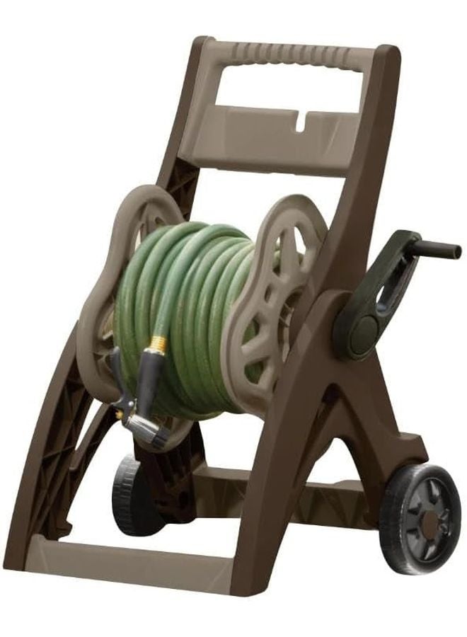 عربة ثقيلة لنقل خرطوم متحرك بسعة 175 قدم بلون بني رمادي وعجلات راتنجية مقاس 7 بوصات - Image 1