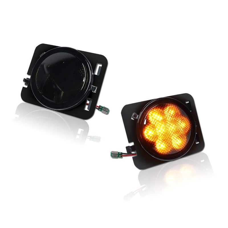 Generic GTINTHEBOX Smoked Lens Amber LED Front Fender Side Marker Light for 2007-2018 Jeep Wrangler JK JKU  - Image 1