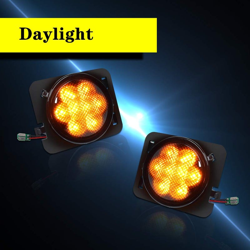 Generic GTINTHEBOX Smoked Lens Amber LED Front Fender Side Marker Light for 2007-2018 Jeep Wrangler JK JKU  - Image 2
