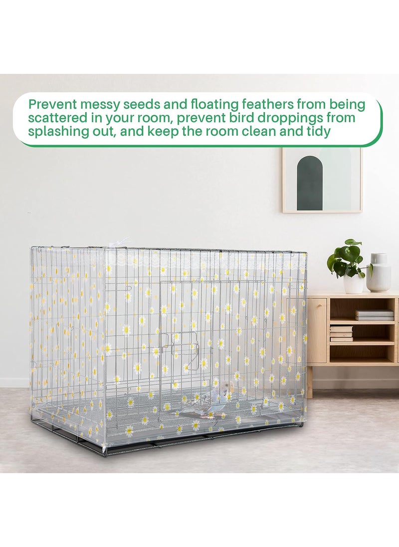 Shappy Shappy Large Bird Cage Net Cover for Seed Bird Cage Skirt Seed Catcher with Daisy Pattern Adjustable Nylon Protector for Budgie Parrot Parakeet MacawXLargeWhite Daisy  - Image 4